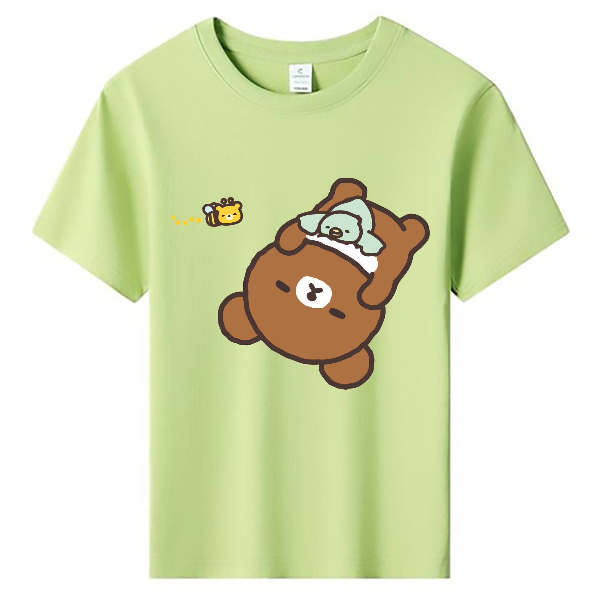 （画像用） リラックマ リラックマ キイロイトリ Rilakkuma Korilakkuma Kiiroitori 綿100％キッズTシャツ（フロントプリント）